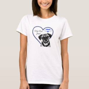 T-shirt Carlin Porter des lunettes Coeur Chien Personnalis