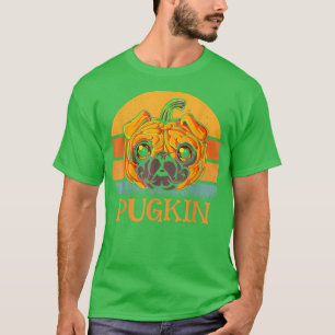 T-shirt Carlin Pugkin Face Citrouille Halloween Thanksgivi
