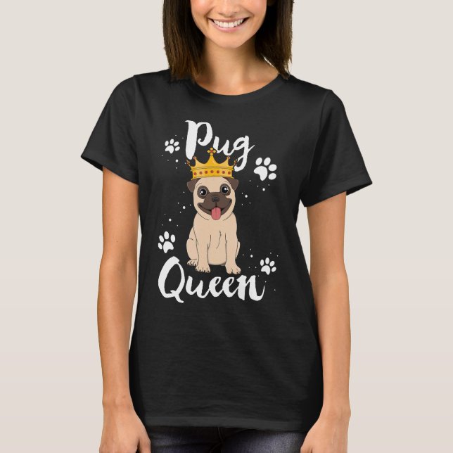 T-shirt Carlin Queen Cadeau Femme Mère Maman Chien Chien C (Devant)