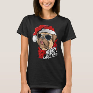 T-shirt Carlin Santa Hat Lunettes de soleil Xmas Pyjama Ca