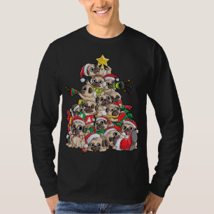 T-shirt Carlin sapin de Noël Chien Père Noël Noël Joyeux D