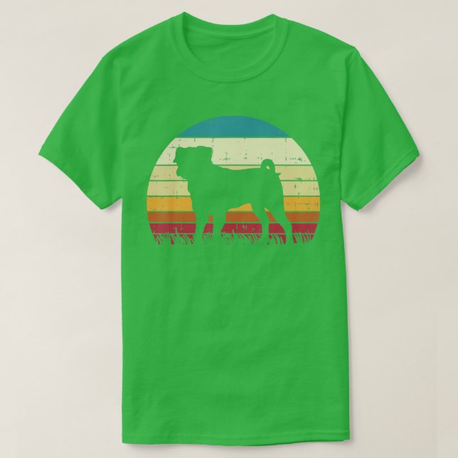 T-shirt Carlin Silhouette Coucher de soleil Retro Animal a (Design devant)