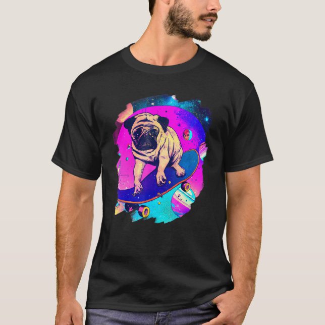 T-shirt Carlin Skateboard dans l'espace extra-atmosphériqu (Devant)