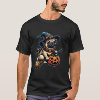 T-shirt Carlin sorcière Citrouille Halloween Amoureux de l