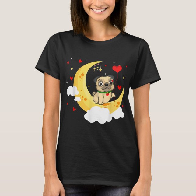 T-shirt Carlin sur la lune Saint Valentin Beauté (Devant)