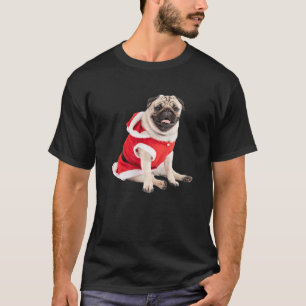 T-shirt Carlin Tan mignon Costume de Père Noël Image Chien