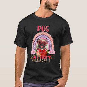 T-shirt Carlin Tante mignonne arc-en-ciel Fleurs de Chien