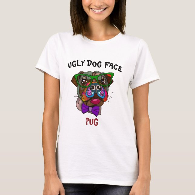 T-shirt Carlin unique en lunettes de soleil laide visage c (Devant)