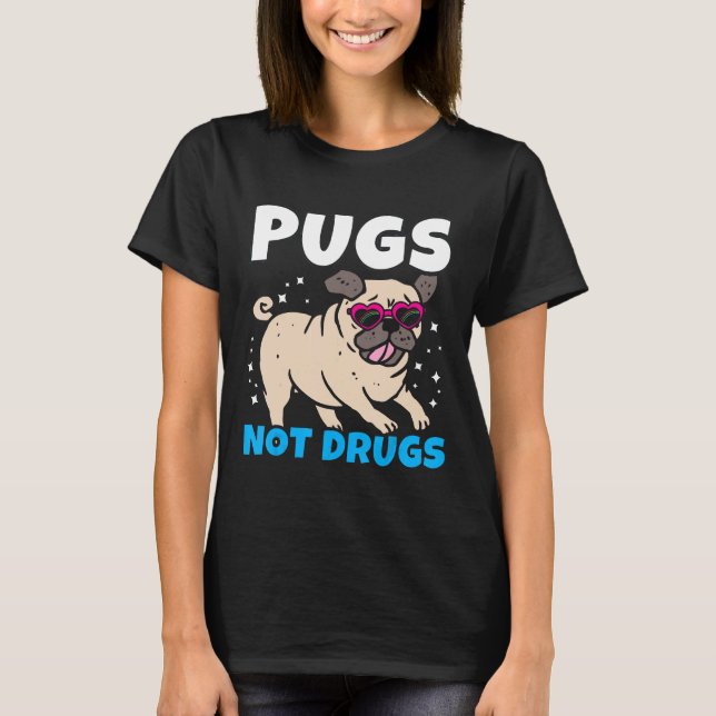 T-shirt Carlins pas drogues Je mange chiot Carlin amoureux (Devant)