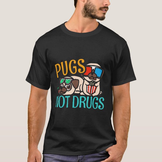 T-shirt Carlins pas drogues Mops Chiens Grudge Carlin anim (Devant)