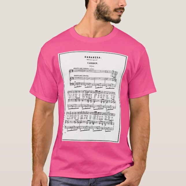 T-shirt Carmen Habanera Partition Notation musicale (Devant)