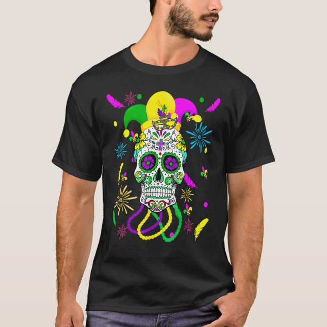 T-shirt Carnaval de sucre Masque Jester Casquette Mardi Gr (Devant)