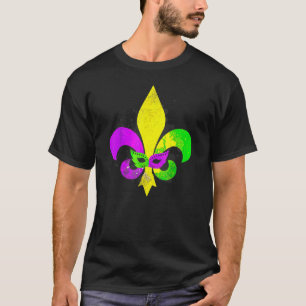 T-shirt Carnaval Mardi Gras Mask Fleur De Lis New Orleans