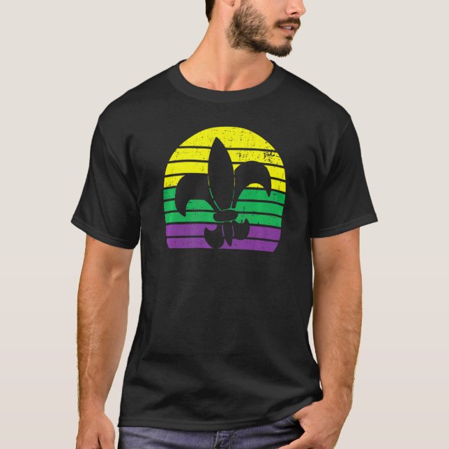 T-shirt Carnaval Retro Mardi Gras Fleur De Lis Silhouette (Devant)