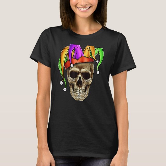 T-shirt Carnaval Skull Mardi Gras Jester Joker Carnival Lo (Devant)