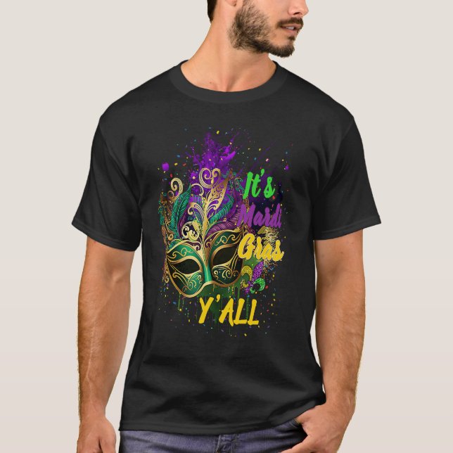 T-shirt Carnival Masquerade Mask Mardi Gras Yall Cool (Devant)