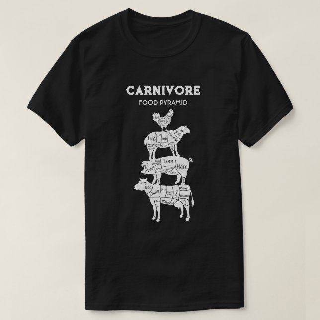 T-shirt Carnivore Alimentation Pyramide Vache Cochon mouto (Design devant)