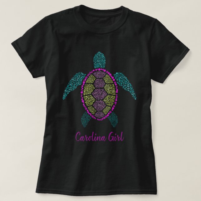 T-shirt Carolina Girl - Mosaic Sea Turtle Beach Design gif (Design devant)
