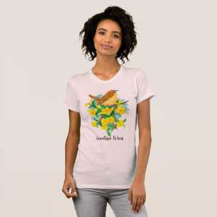 T-shirt Carolina Wren Jessamine Jaune Aquarelle