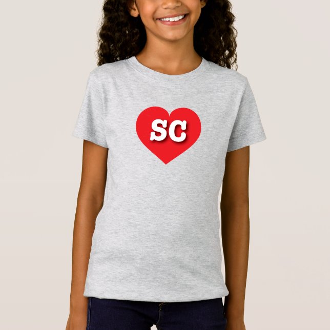 T-Shirt Caroline du Sud Coeur rose - J'aime SC (Devant)