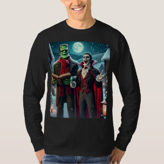 T-shirt Caroling Frankenstein's Monster and Dracula