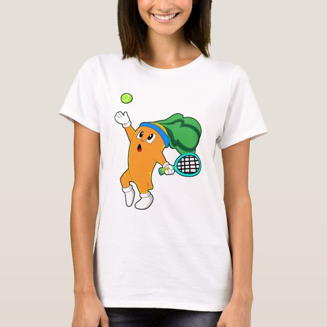 T-shirt Carotte au tennis avec raquette de tennis (Devant)