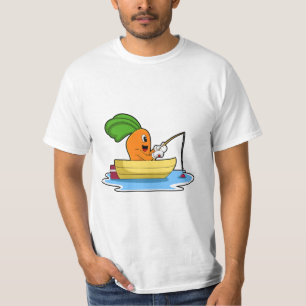 T-shirt Carotte en bateau à la pêche avec canne à pêche