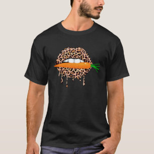 T-shirt Carotte Imprimé Léopard Lèvres Drôle Végétalien Vé