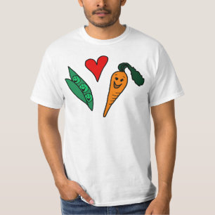 T-shirt Carottes d'amour de pois, conception verte et