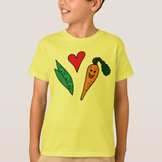T-shirt Carottes d'amour de pois, conception verte et