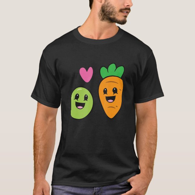 T-shirt Carottes Et Pois Alimentation Paire Aimer Pois Et  (Devant)