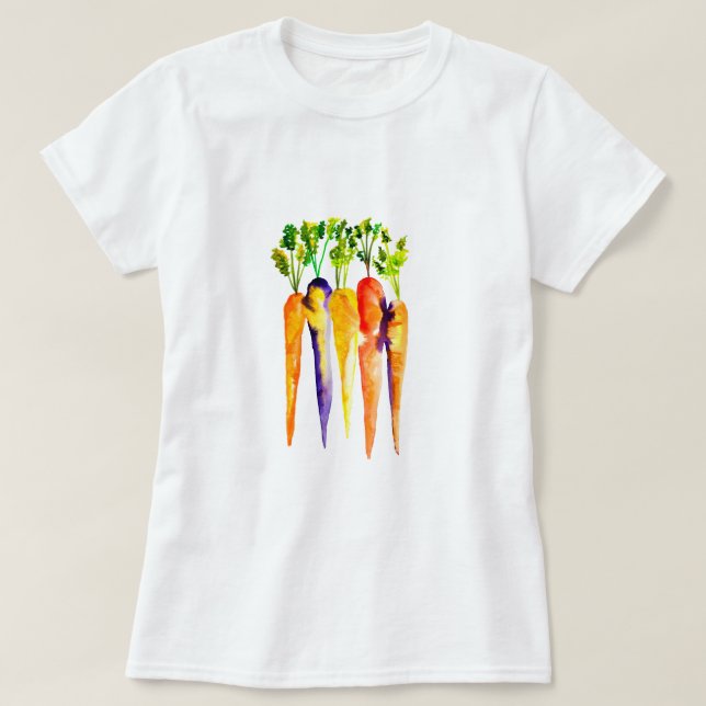 T-shirt Carottes mignonnes aquarelle art (Design devant)