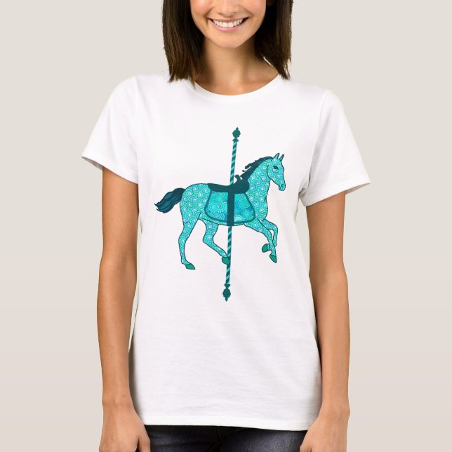 T-shirt Carousel Horse - Turquoise et Aqua (Devant)
