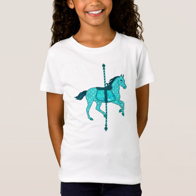 T-Shirt Carousel Horse - Turquoise et Aqua (Devant)