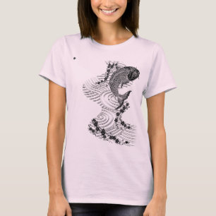 T-shirt Carpe et fleurs de cerisiers 鯉 桜