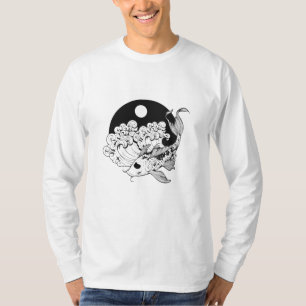T-shirt Carpe japonaise koi avec Yin & Yang Arrière - plan