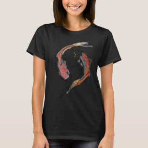 T-shirt Carpe Koï. Art japonais aquarelle. Yin Yang Koi Fi