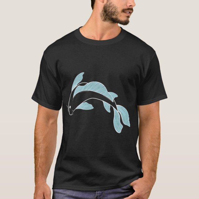 T-shirt carpe koï - bleu clair (Devant)