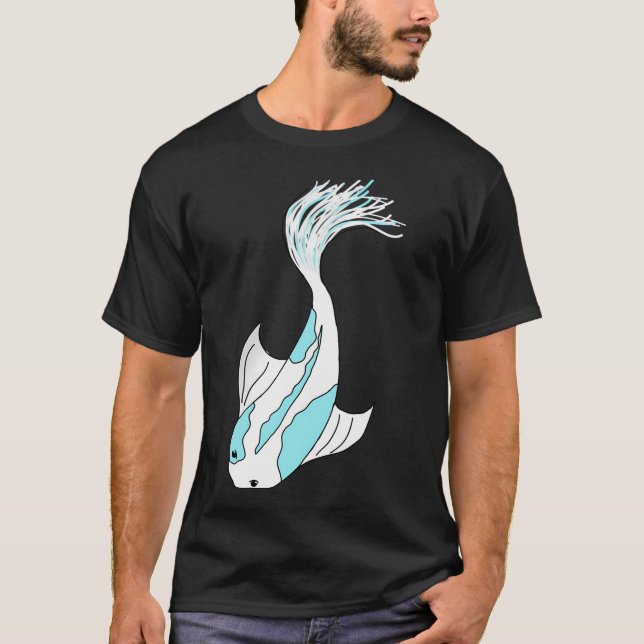 T-shirt carpe koï bleue et blanche (Devant)