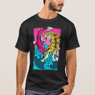 T-shirt Carpe Koï Carpe Tigre Yin Yang La Grande Vague Au