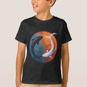 T-shirt Carpe Koi Japonaise Yin et Yang Hommes Femmes Pêch