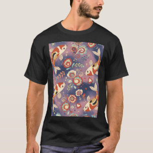 T-shirt Carpe Koi motif sans couture dans le style de l'ar