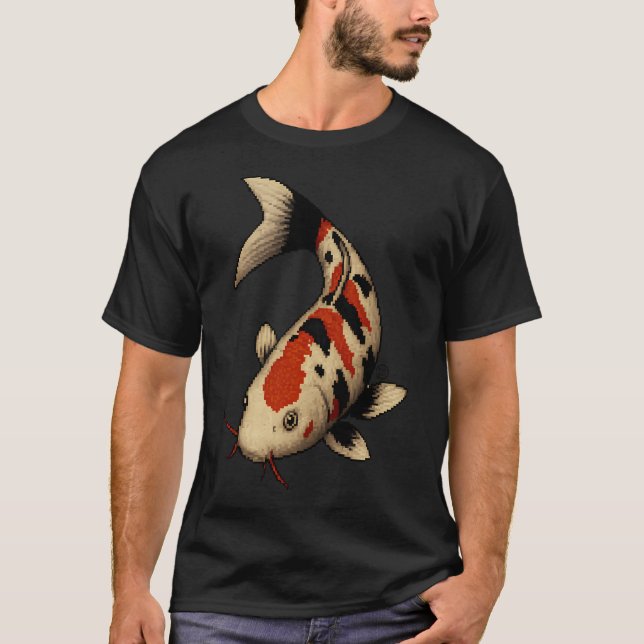 T-shirt Carpe Koï - Pixel Art - Graphiques 8 bits 16 bits (Devant)