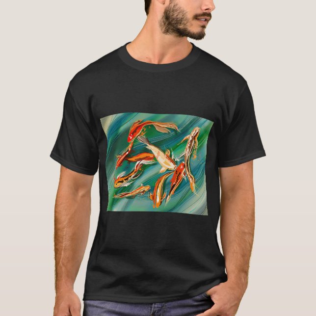 T-shirt Carpe koi sur fond vert brillant (Devant)