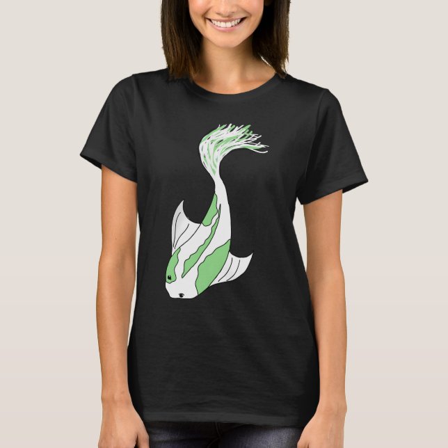 T-shirt carpe koï verte et blanche (Devant)