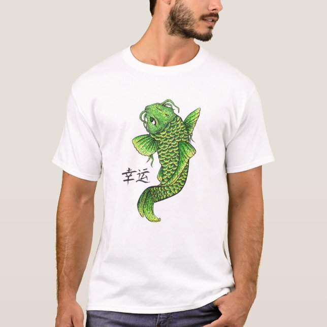 T-shirt Carpe verte chanceuse orientale fraîche de (Devant)
