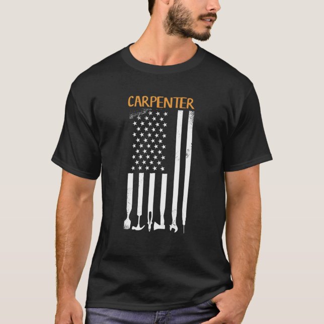 T-shirt Carpenter Tools US American Flag (Devant)