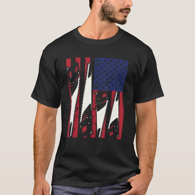 T-shirt Carpenter USA Woodworking American Flag Carpentry_ (Devant)