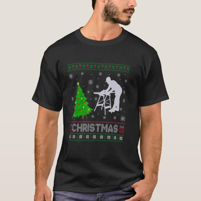 T-shirt Carpenter Xmas Arbre Éclairage de Noël laid Sweate (Devant)