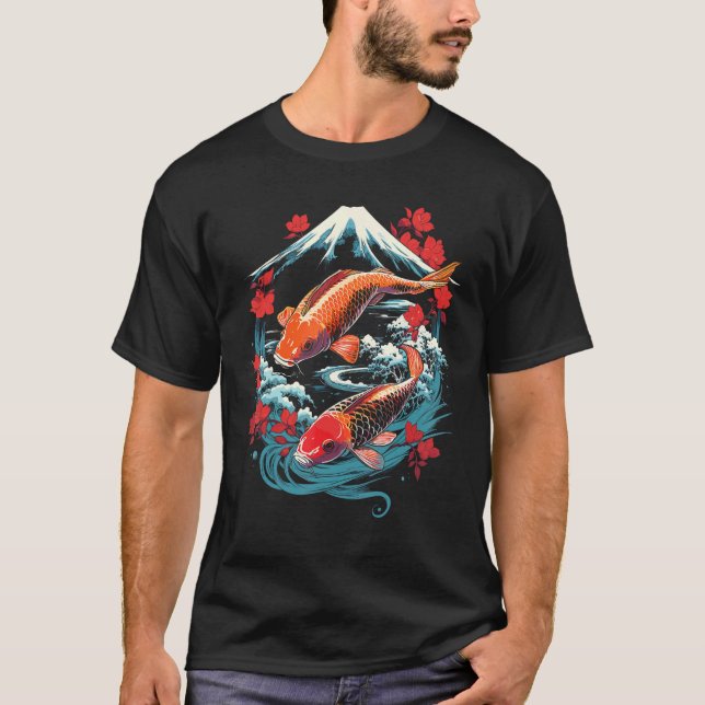 T-shirt Carpes Koï dans Jardin Zen (Devant)